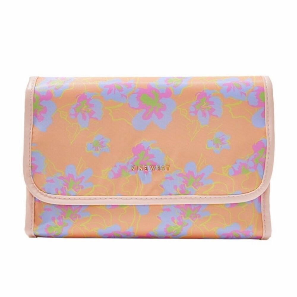 NWT NINE WEST Hanging Travel Vacation Floral Organizer Orange Pink FFF Fabfitfun